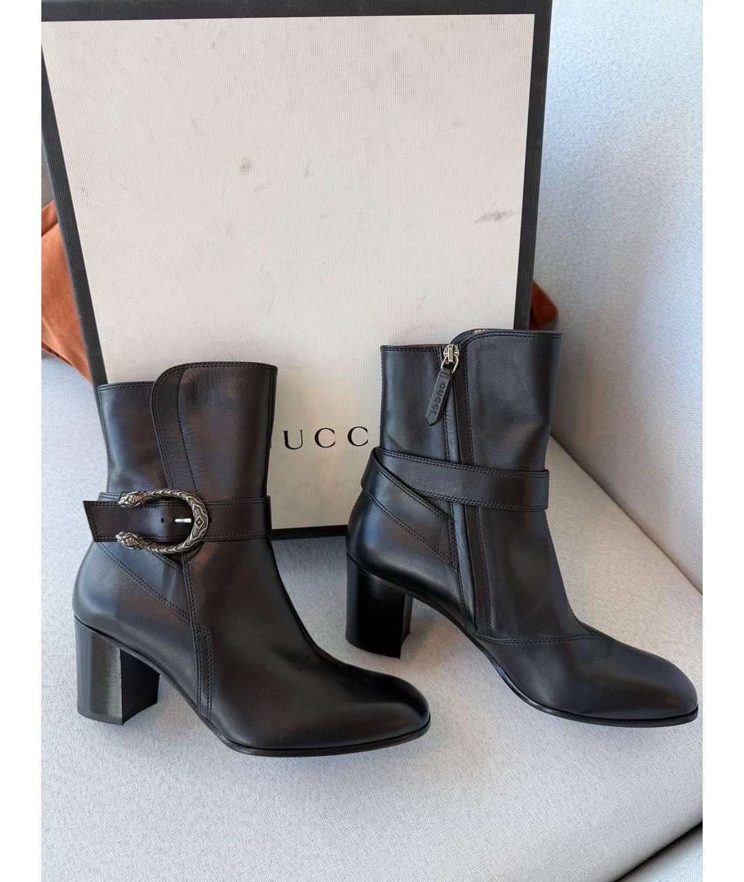 GUCCI Черные кожаные ботильоны, фото 9