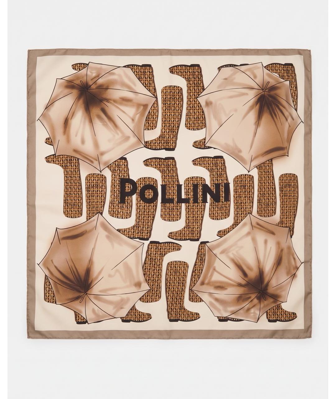 POLLINI Коричневый шелковый платок, фото 6