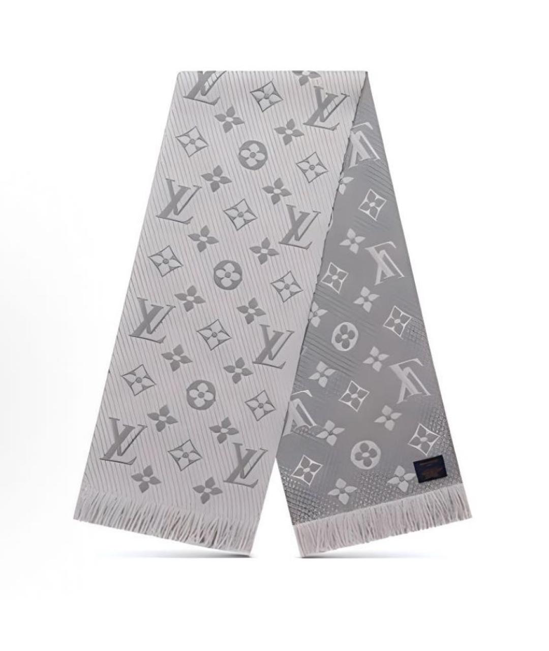 LOUIS VUITTON Серый шерстяной шарф, фото 5