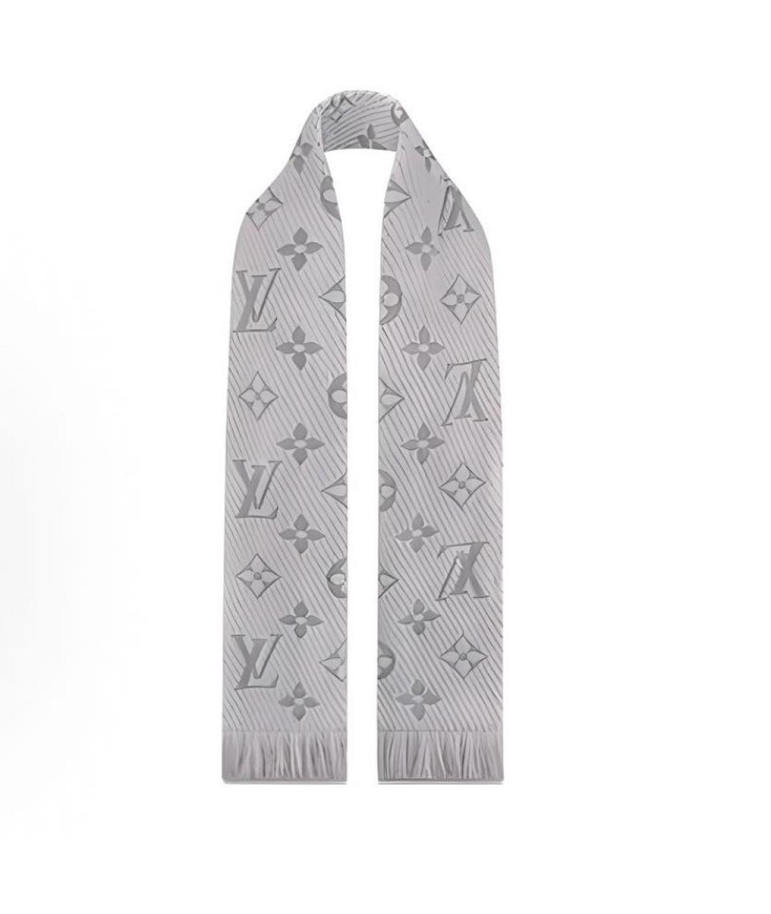 LOUIS VUITTON Серый шерстяной шарф, фото 2