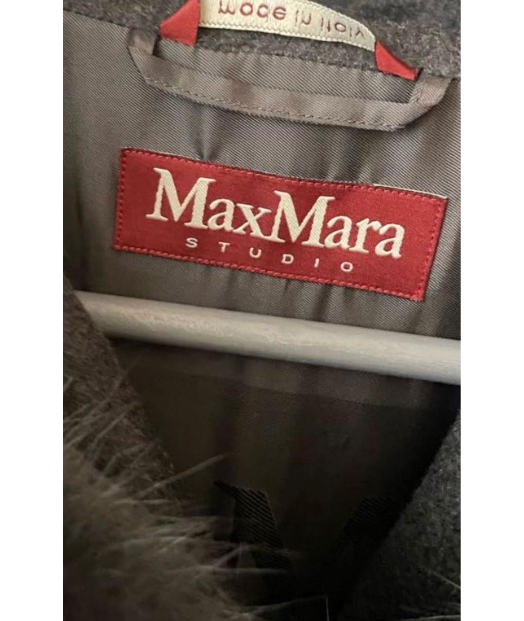 MAX MARA Антрацитовое шерстяное пальто, фото 3