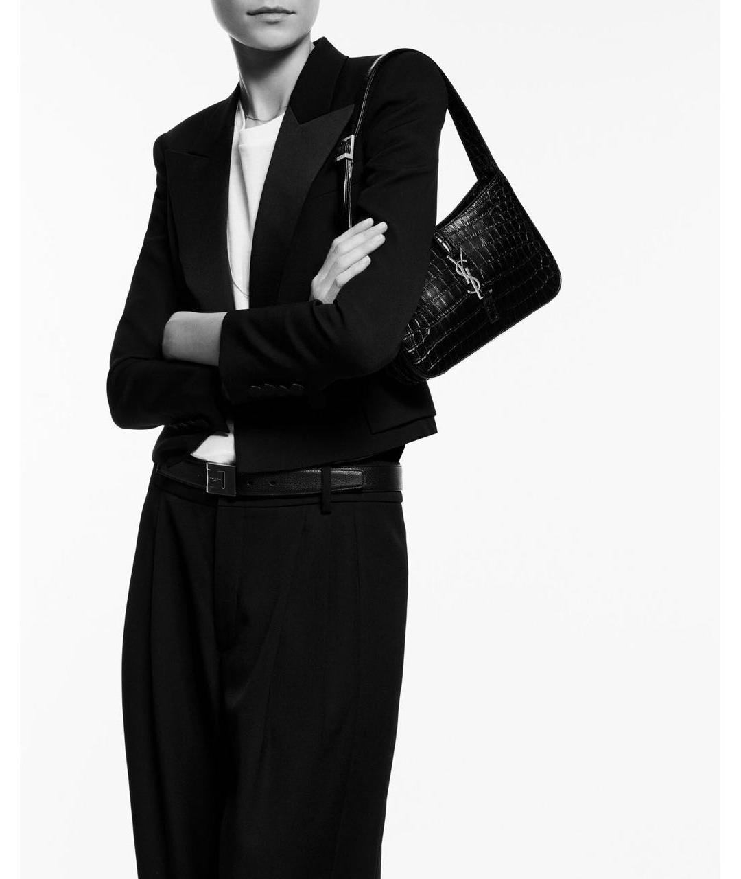 SAINT LAURENT Черная кожаная сумка через плечо, фото 4