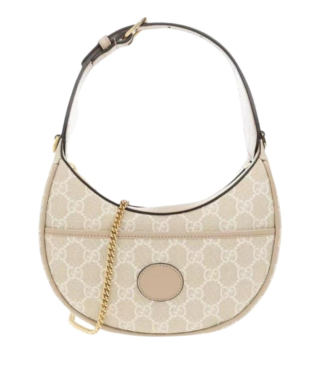 GUCCI Бежевая сумка с короткими ручками из канвы, фото 1