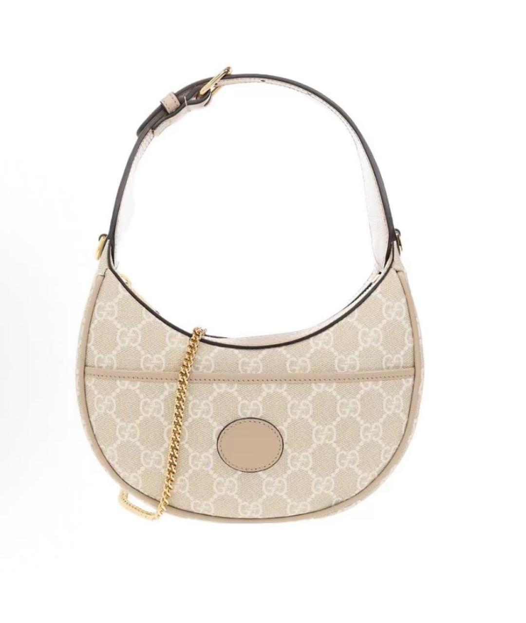 GUCCI Бежевая сумка с короткими ручками из канвы, фото 4
