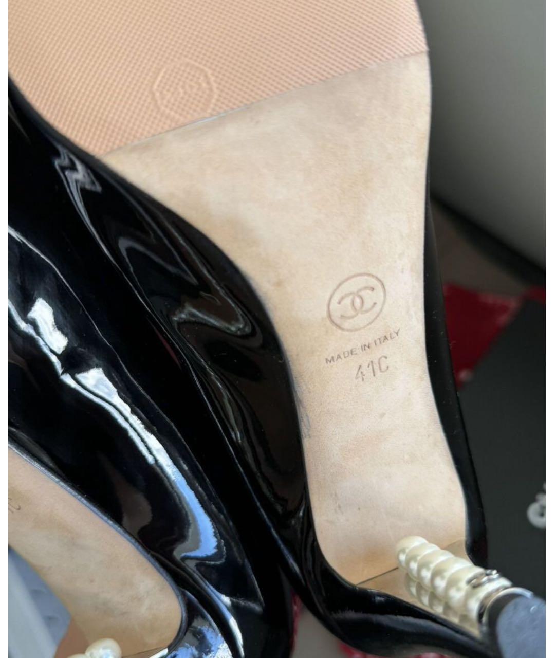 CHANEL Черные туфли из лакированной кожи, фото 5