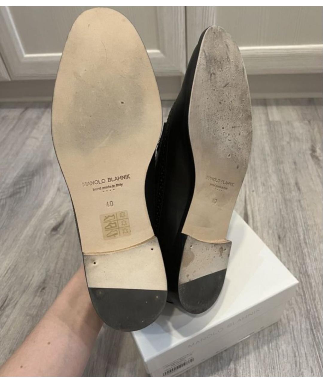 MANOLO BLAHNIK Черные кожаные ботинки, фото 3
