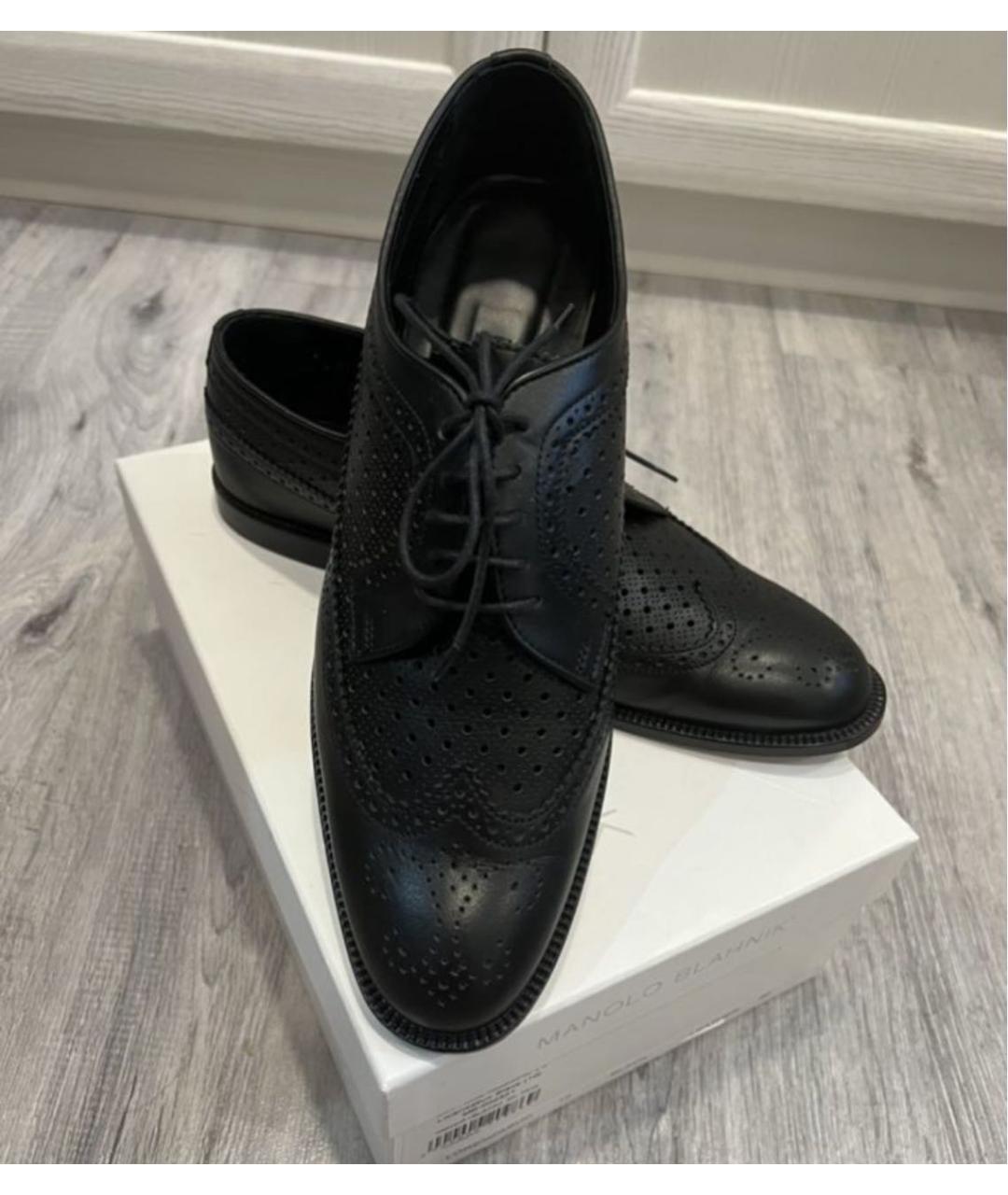 MANOLO BLAHNIK Черные кожаные ботинки, фото 2