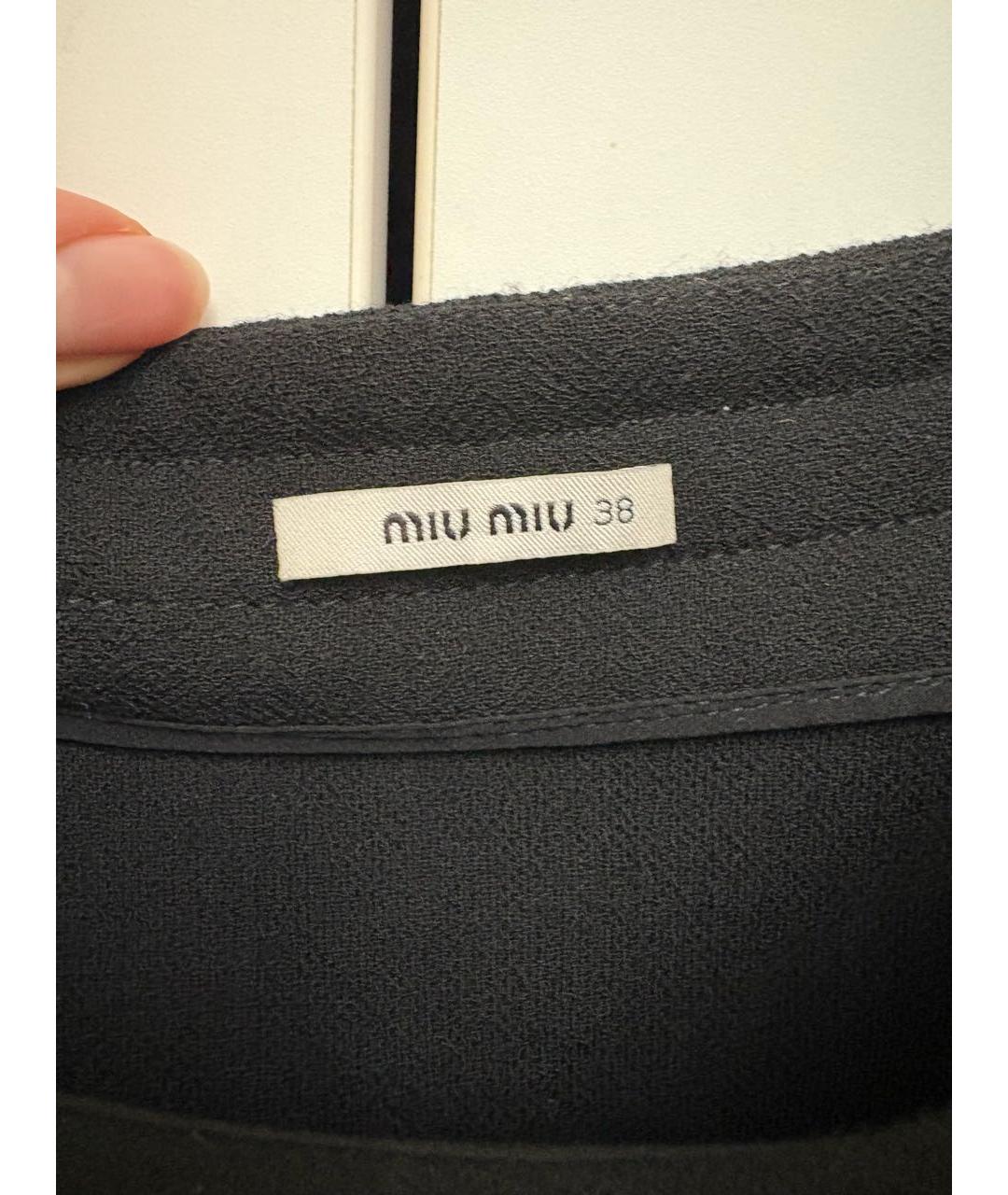 MIU MIU Черная шерстяная юбка мини, фото 2