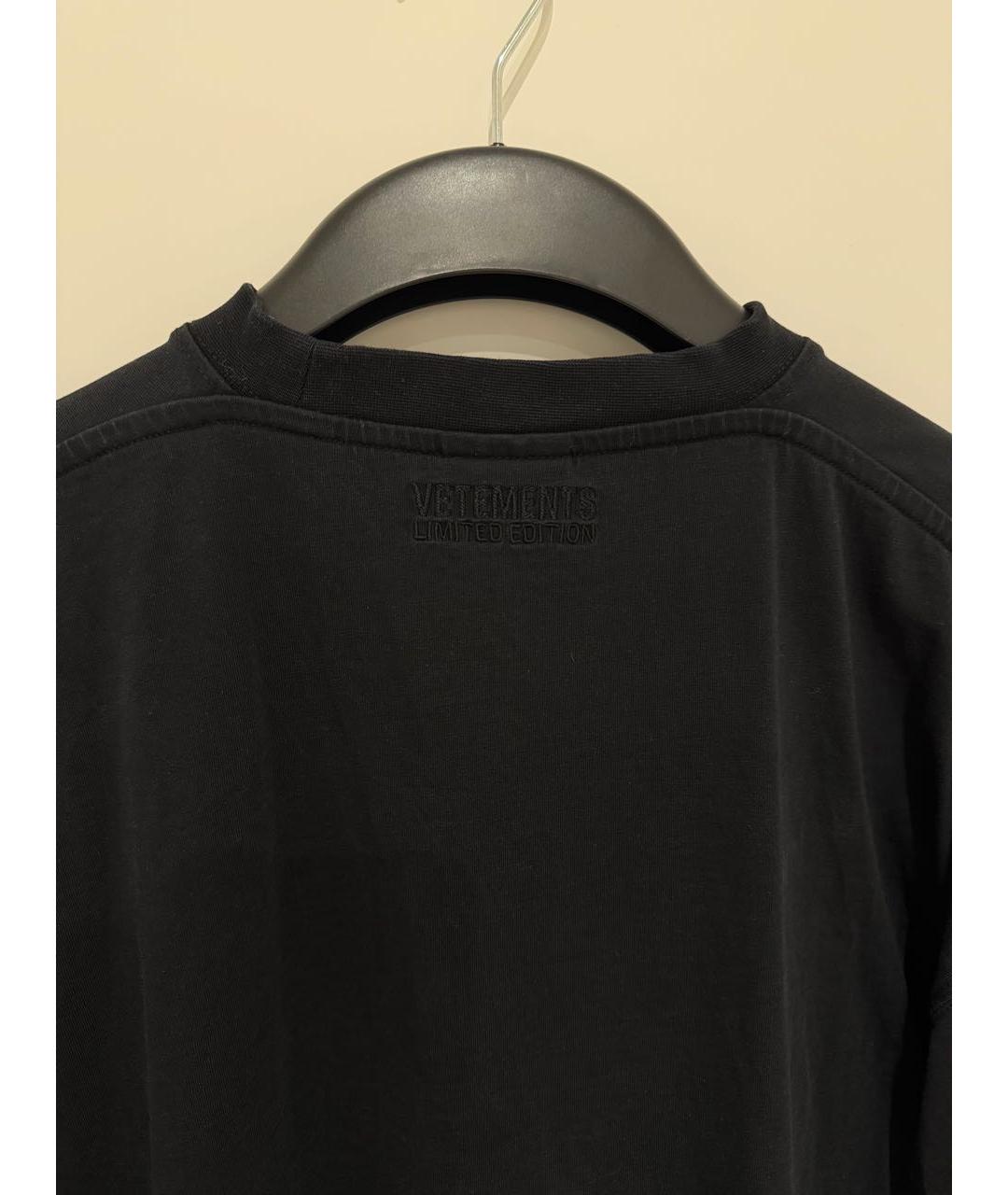 VETEMENTS Черная хлопковая футболка, фото 5