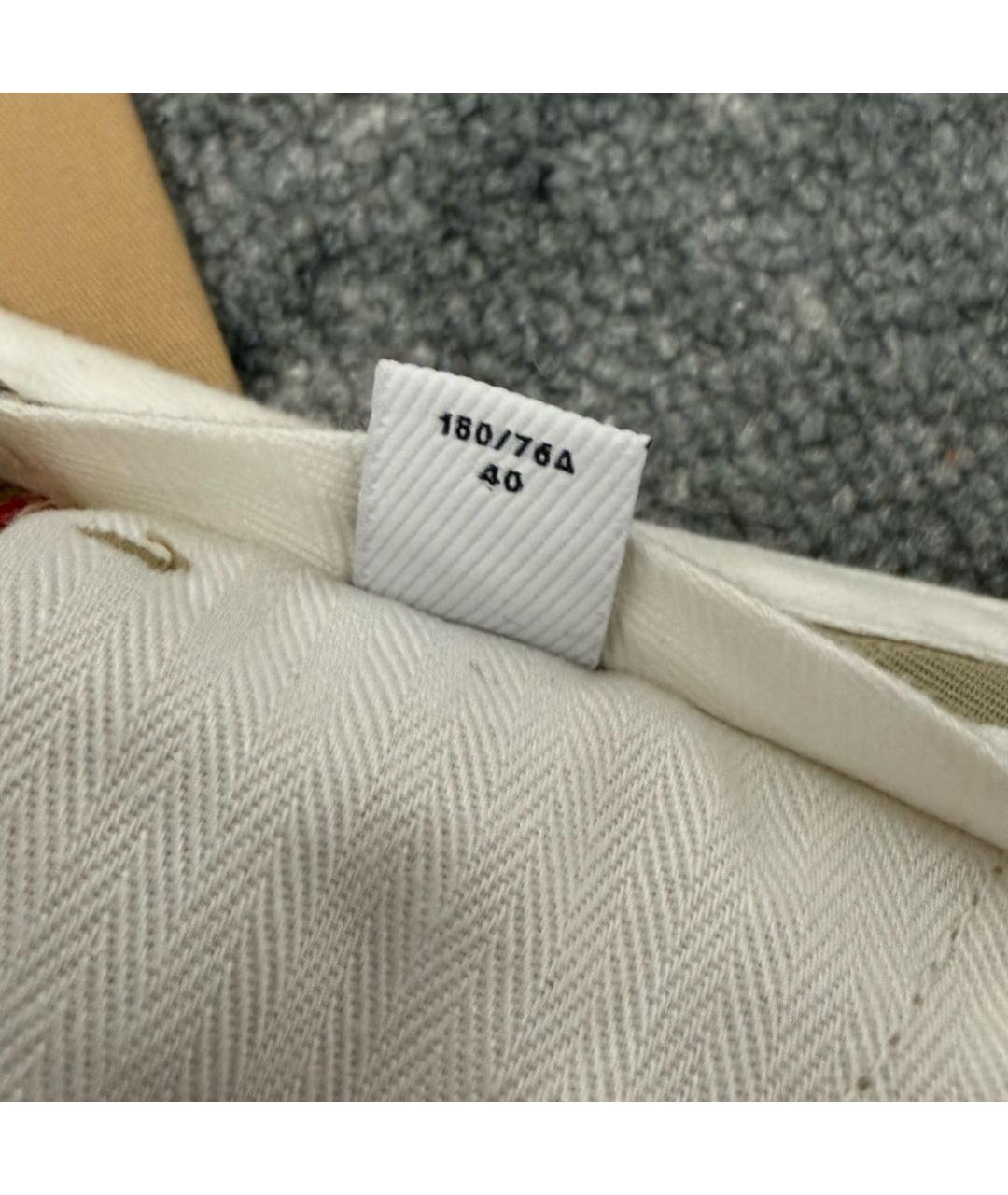BURBERRY Бежевые хлопковые брюки чинос, фото 8