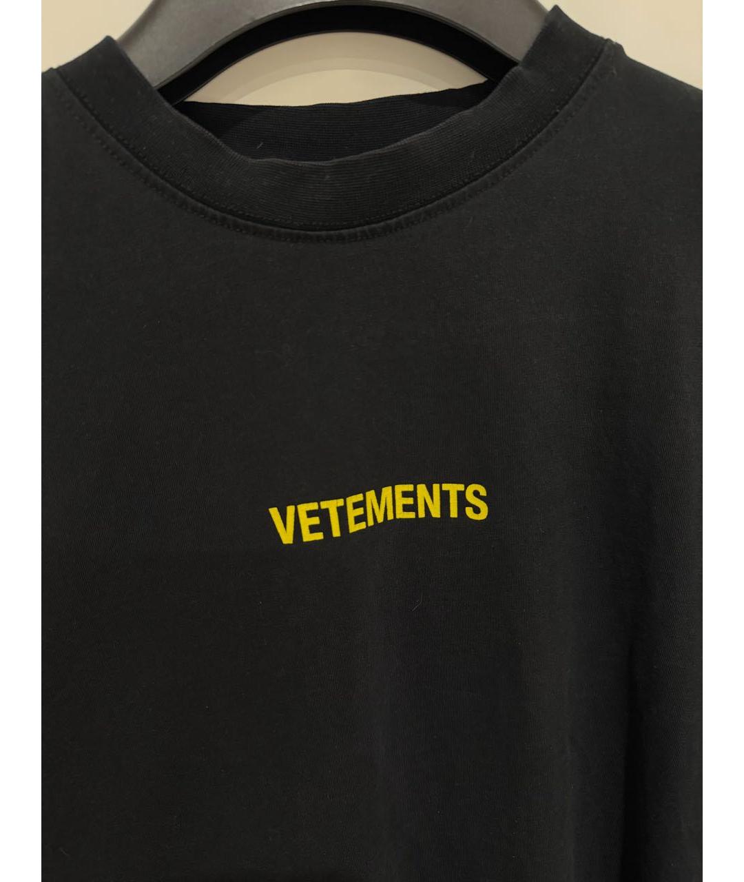 VETEMENTS Черная хлопковая футболка, фото 3