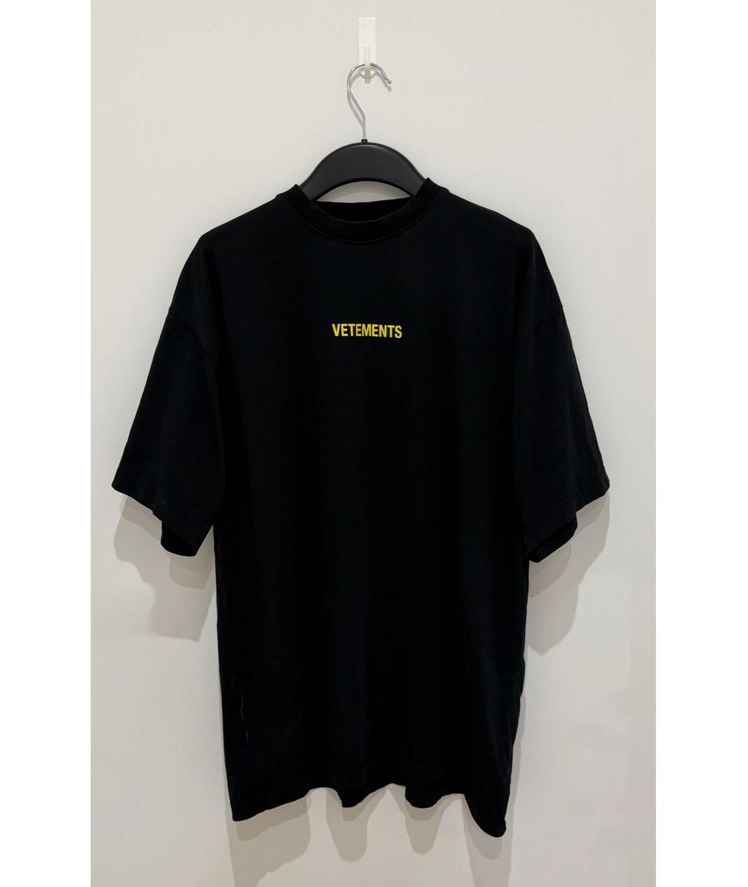 VETEMENTS Черная хлопковая футболка, фото 2