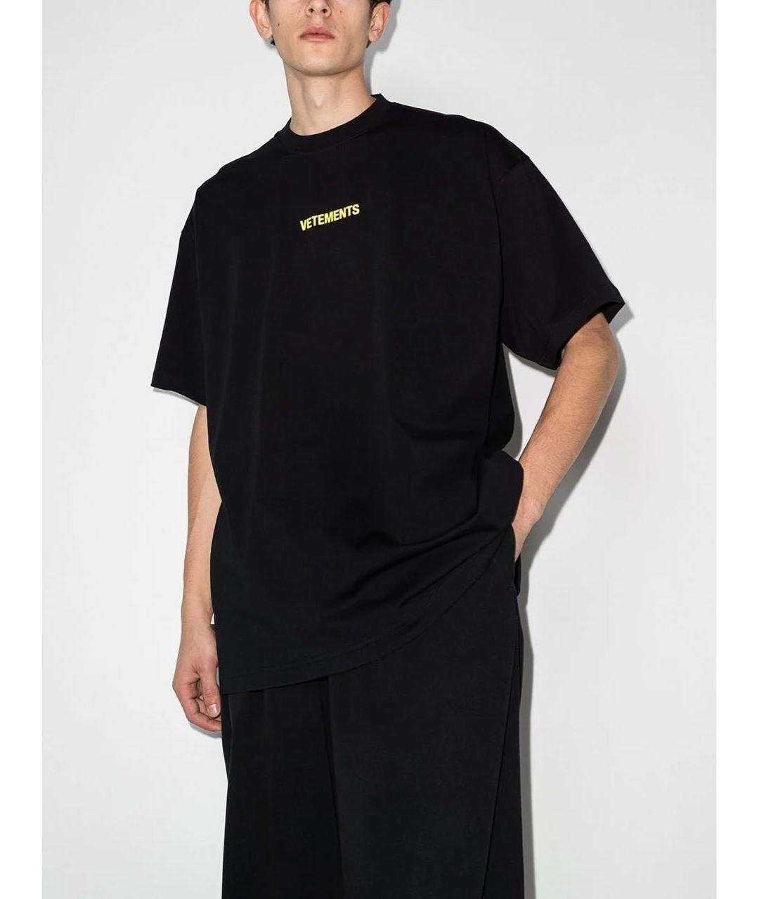 VETEMENTS Черная хлопковая футболка, фото 6