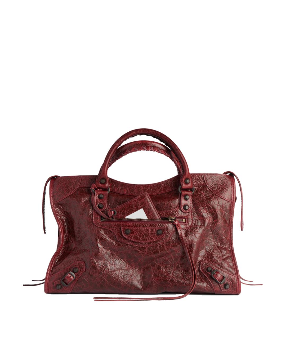 BALENCIAGA Бордовая кожаная сумка с короткими ручками, фото 1