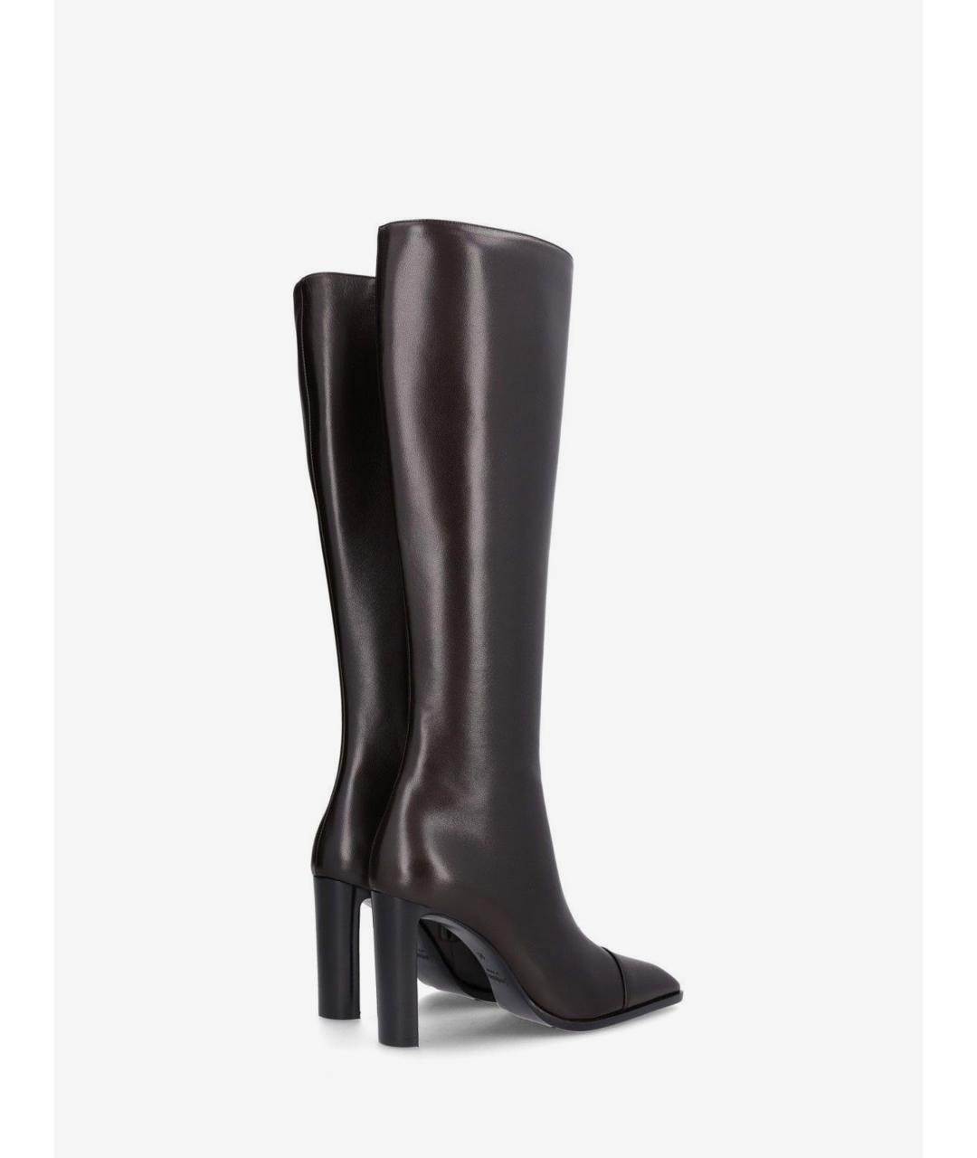 SAINT LAURENT Коричневые кожаные сапоги, фото 3