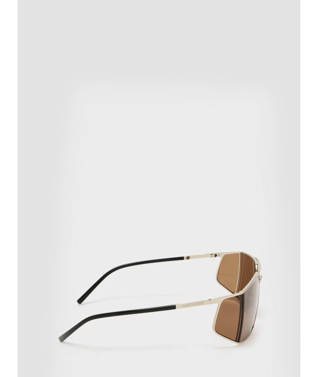 SAINT LAURENT Золотые металлические солнцезащитные очки, фото 2
