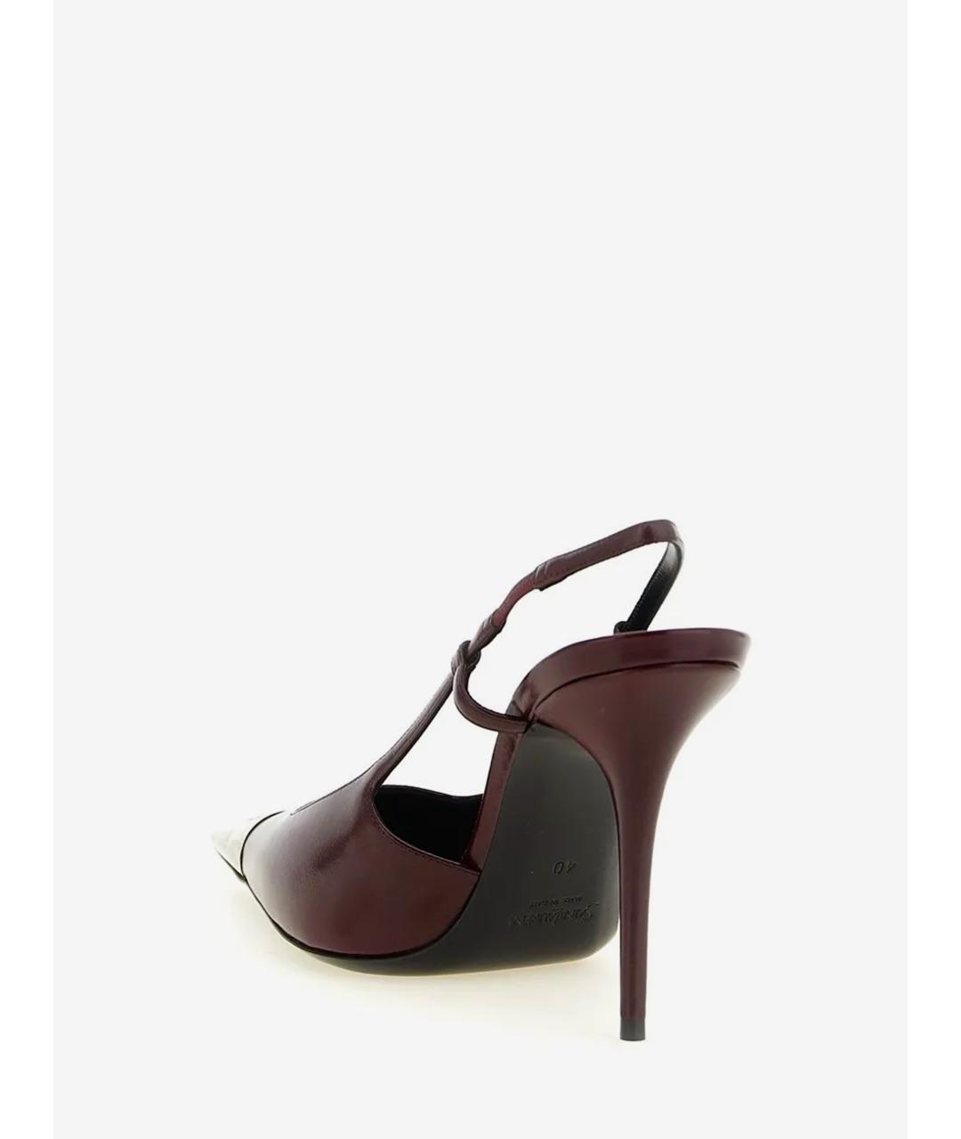 SAINT LAURENT Бордовые кожаные туфли, фото 3