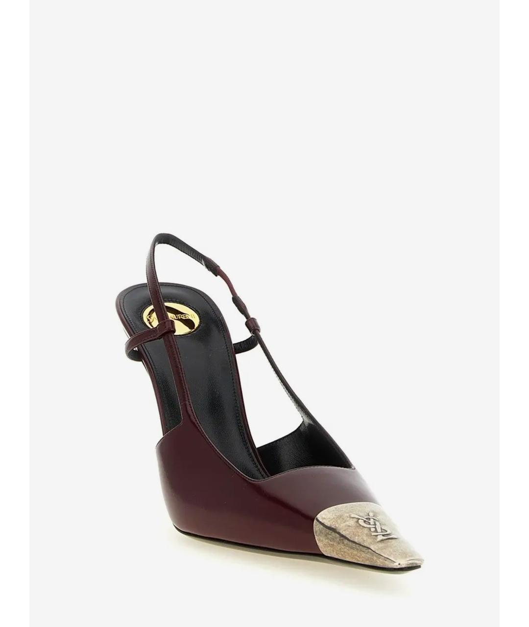 SAINT LAURENT Бордовые кожаные туфли, фото 2