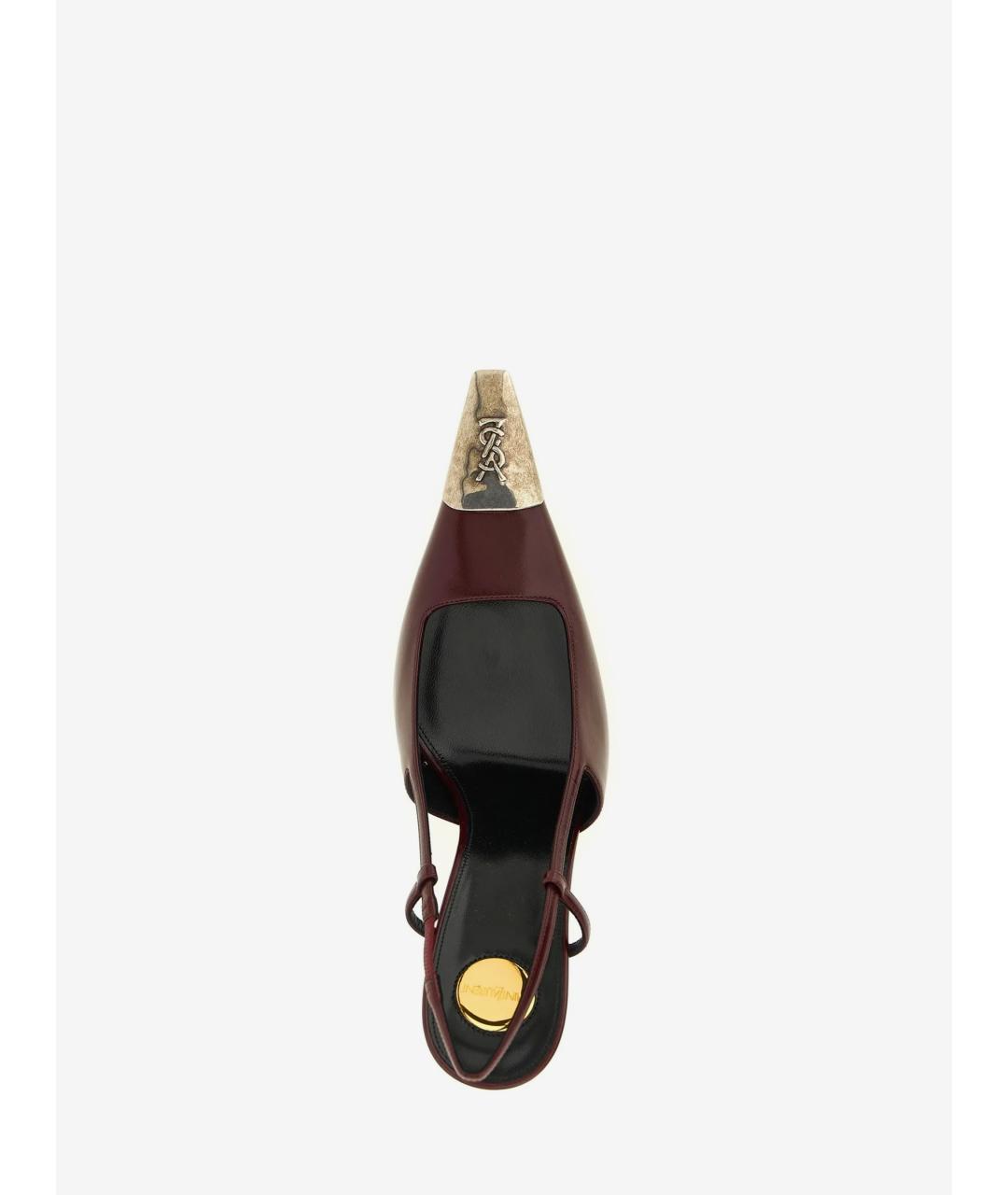 SAINT LAURENT Бордовые кожаные туфли, фото 4