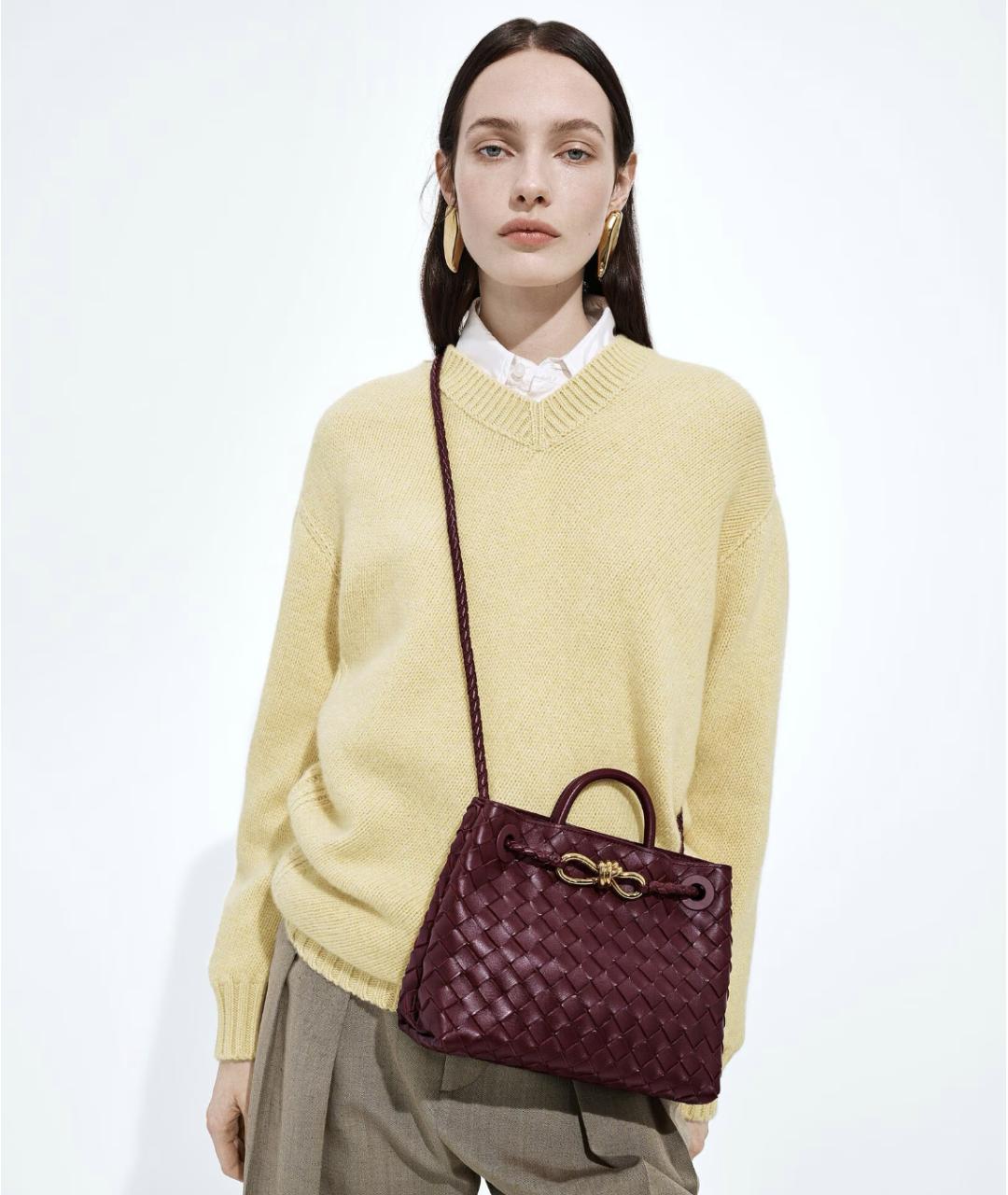 BOTTEGA VENETA Бордовая кожаная сумка через плечо, фото 8