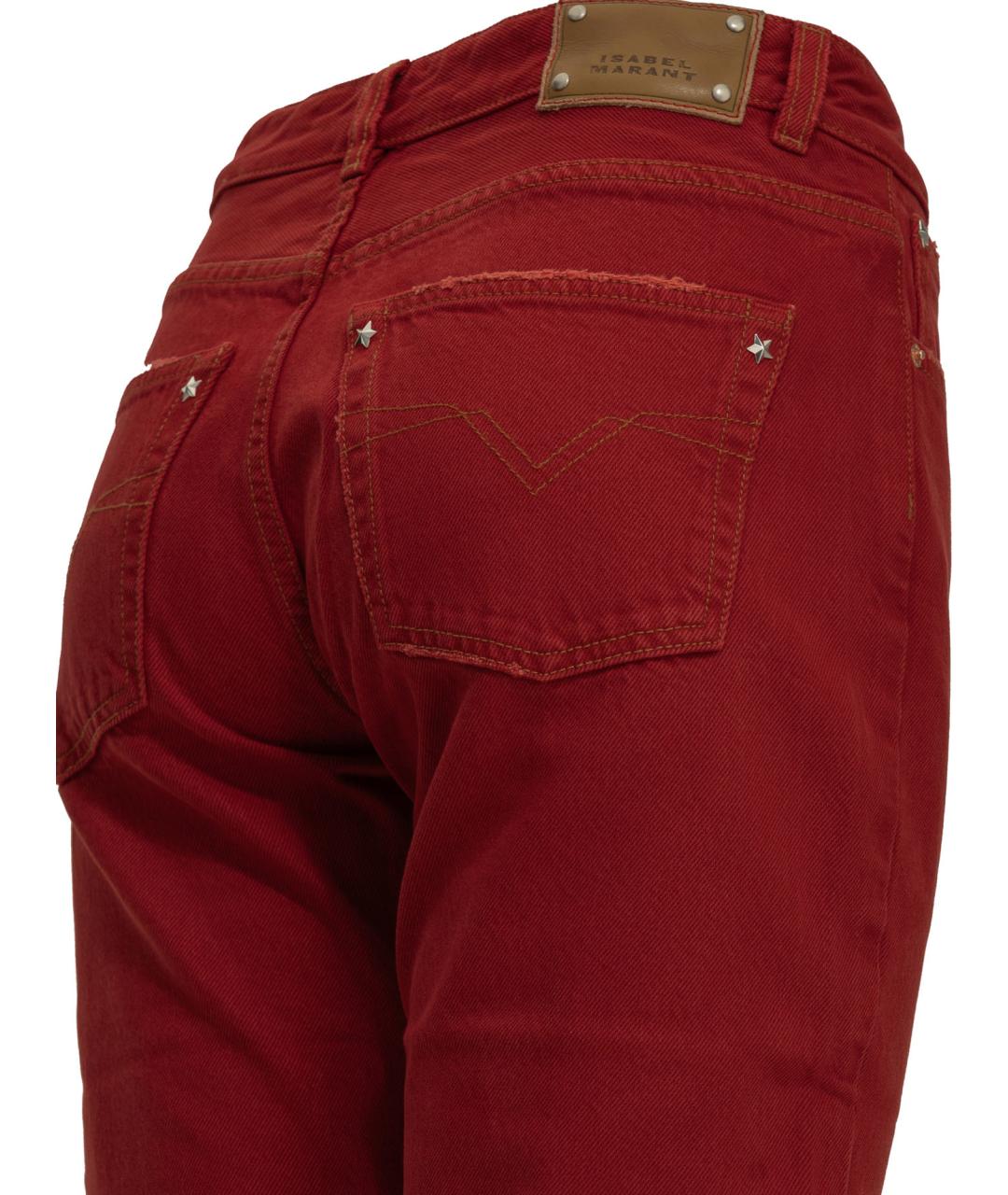 ISABEL MARANT Красные хлопковые прямые джинсы, фото 4