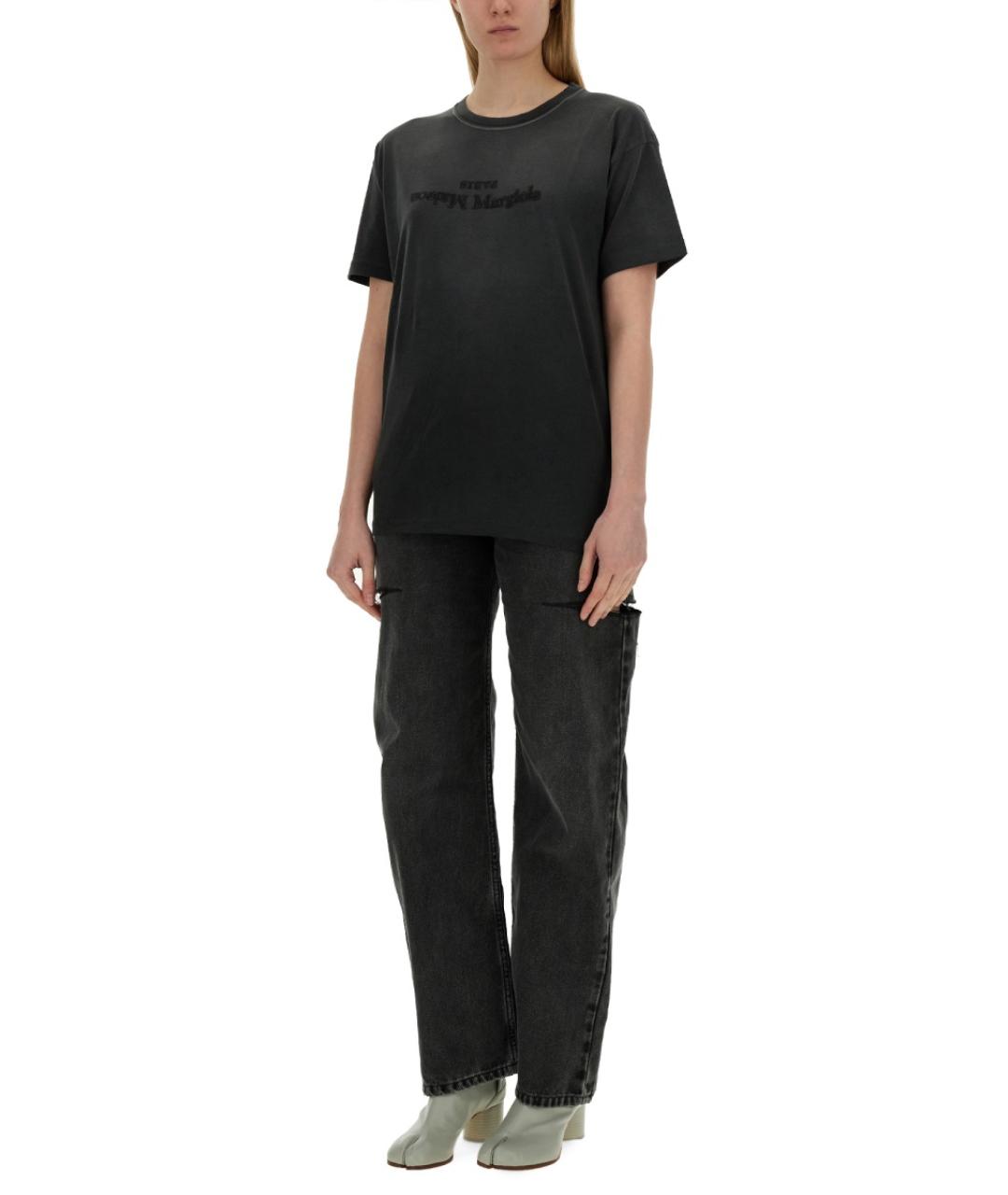 MAISON MARGIELA Черные хлопковые прямые джинсы, фото 3