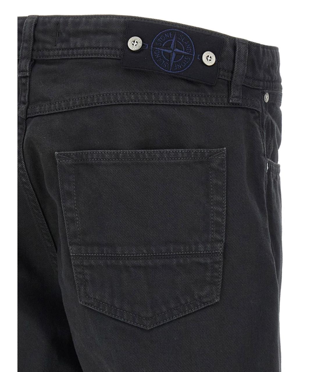 STONE ISLAND Черные хлопковые прямые джинсы, фото 4