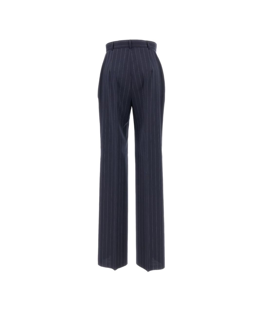 MAX MARA STUDIO Синие шерстяные прямые брюки, фото 2