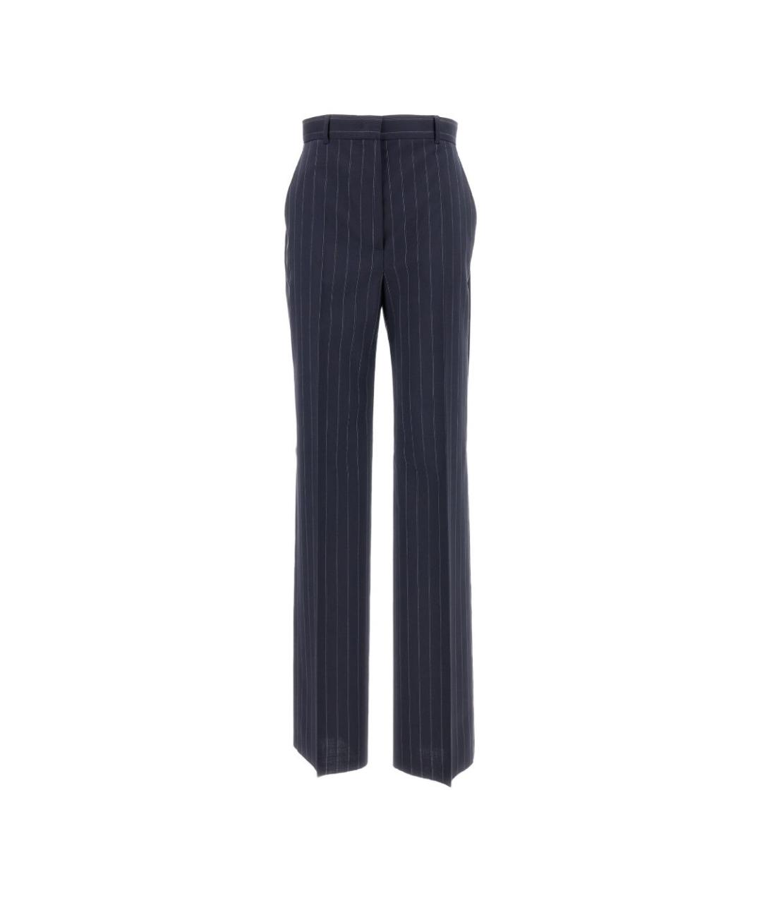MAX MARA STUDIO Синие шерстяные прямые брюки, фото 1