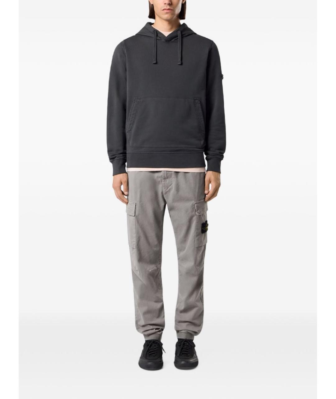 STONE ISLAND Серые хлопковые повседневные брюки, фото 3