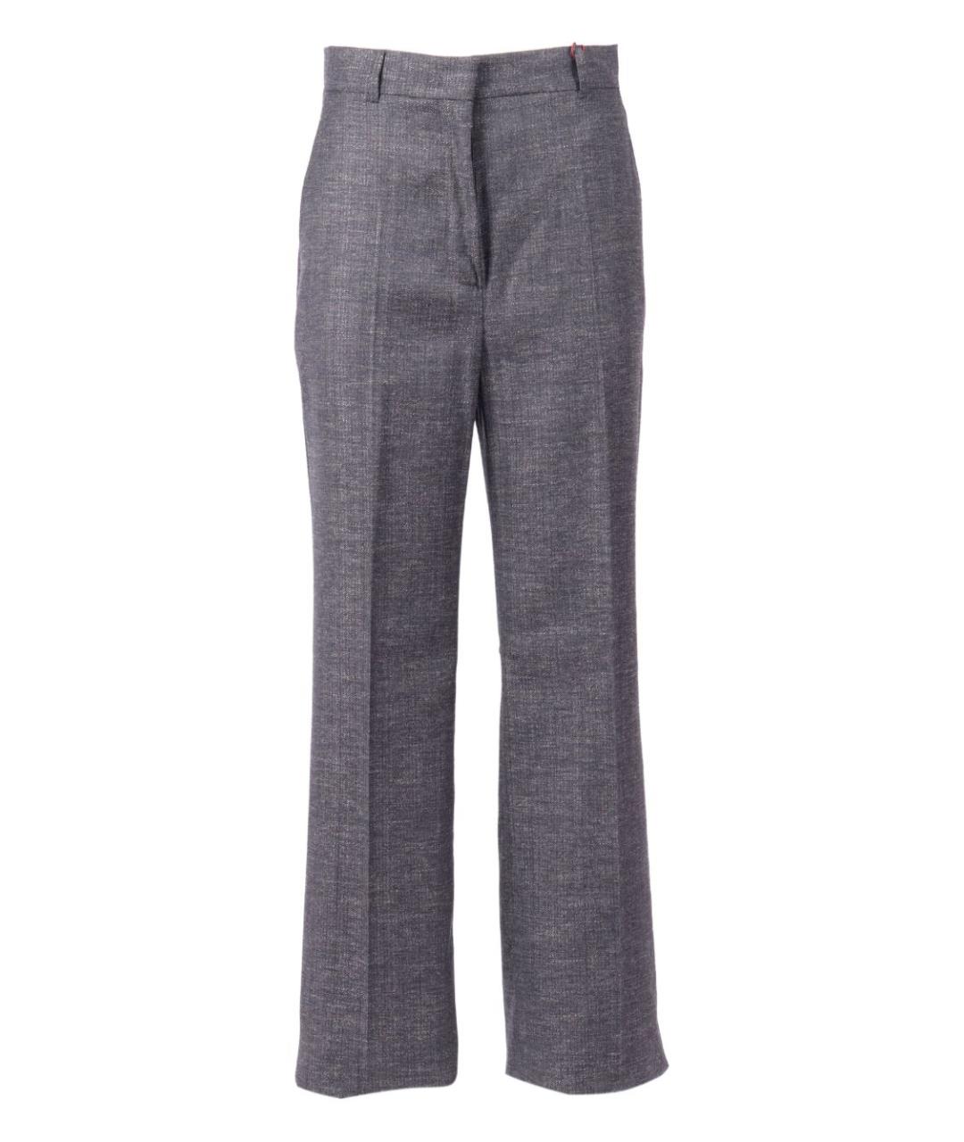 MAX MARA STUDIO Серые шерстяные прямые брюки, фото 1
