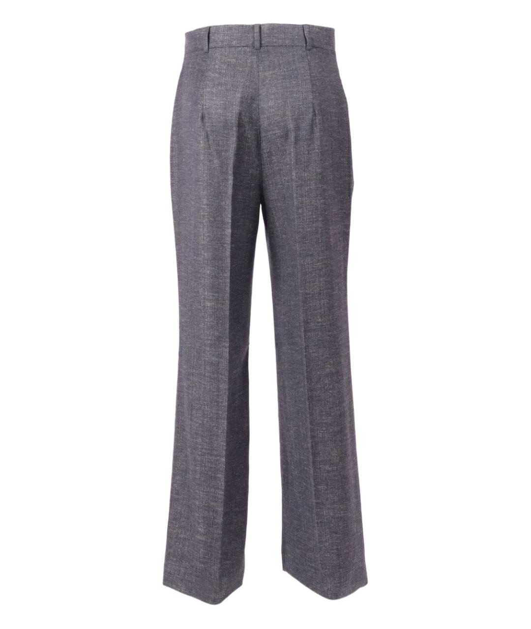 MAX MARA STUDIO Серые шерстяные прямые брюки, фото 2