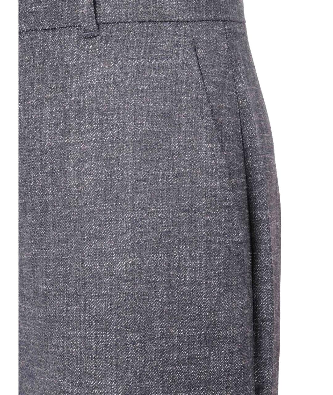 MAX MARA STUDIO Серые шерстяные прямые брюки, фото 3