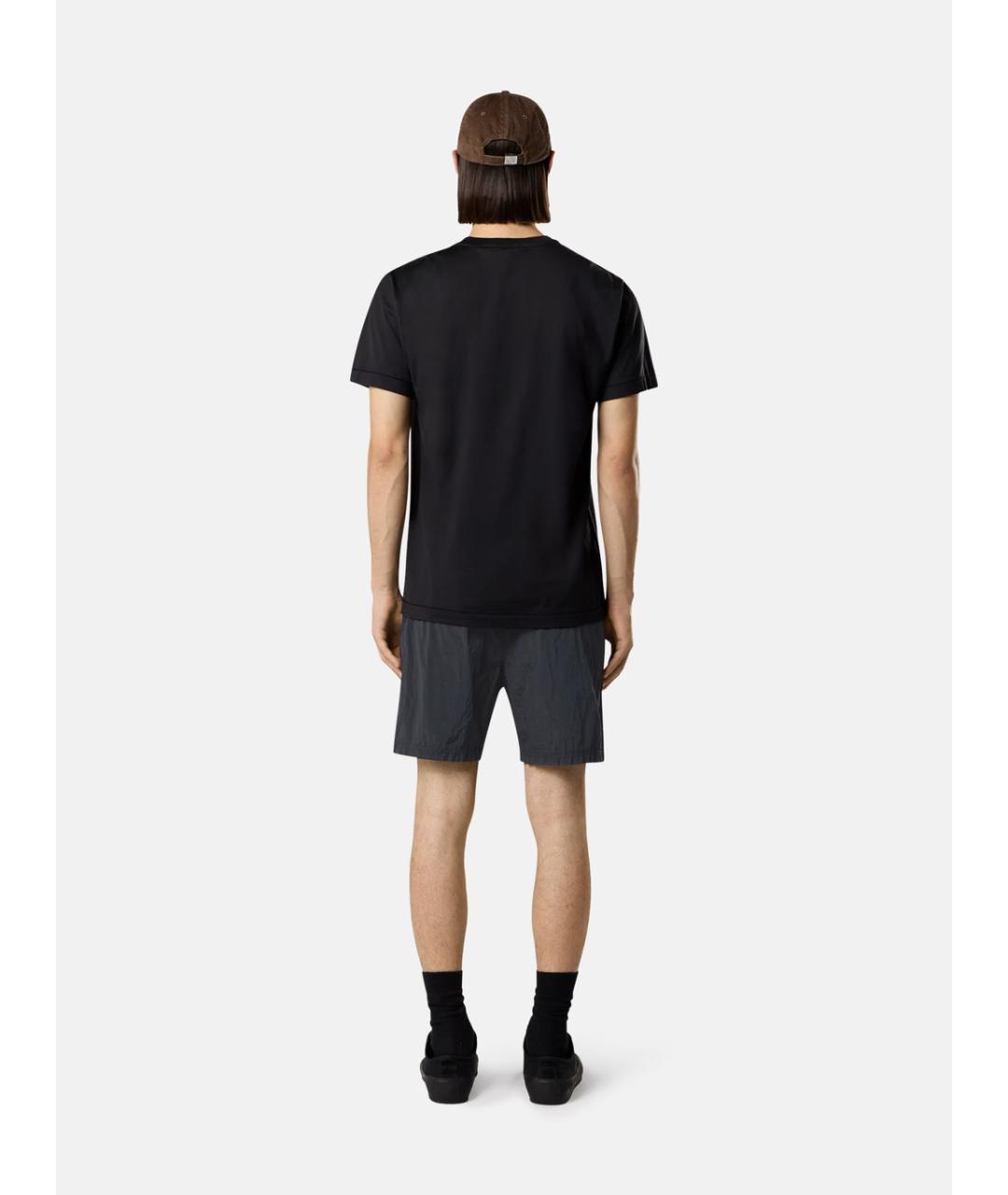STONE ISLAND Черная хлопковая футболка, фото 5
