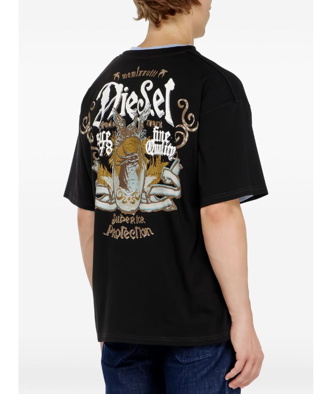 DIESEL Черная хлопковая футболка, фото 3
