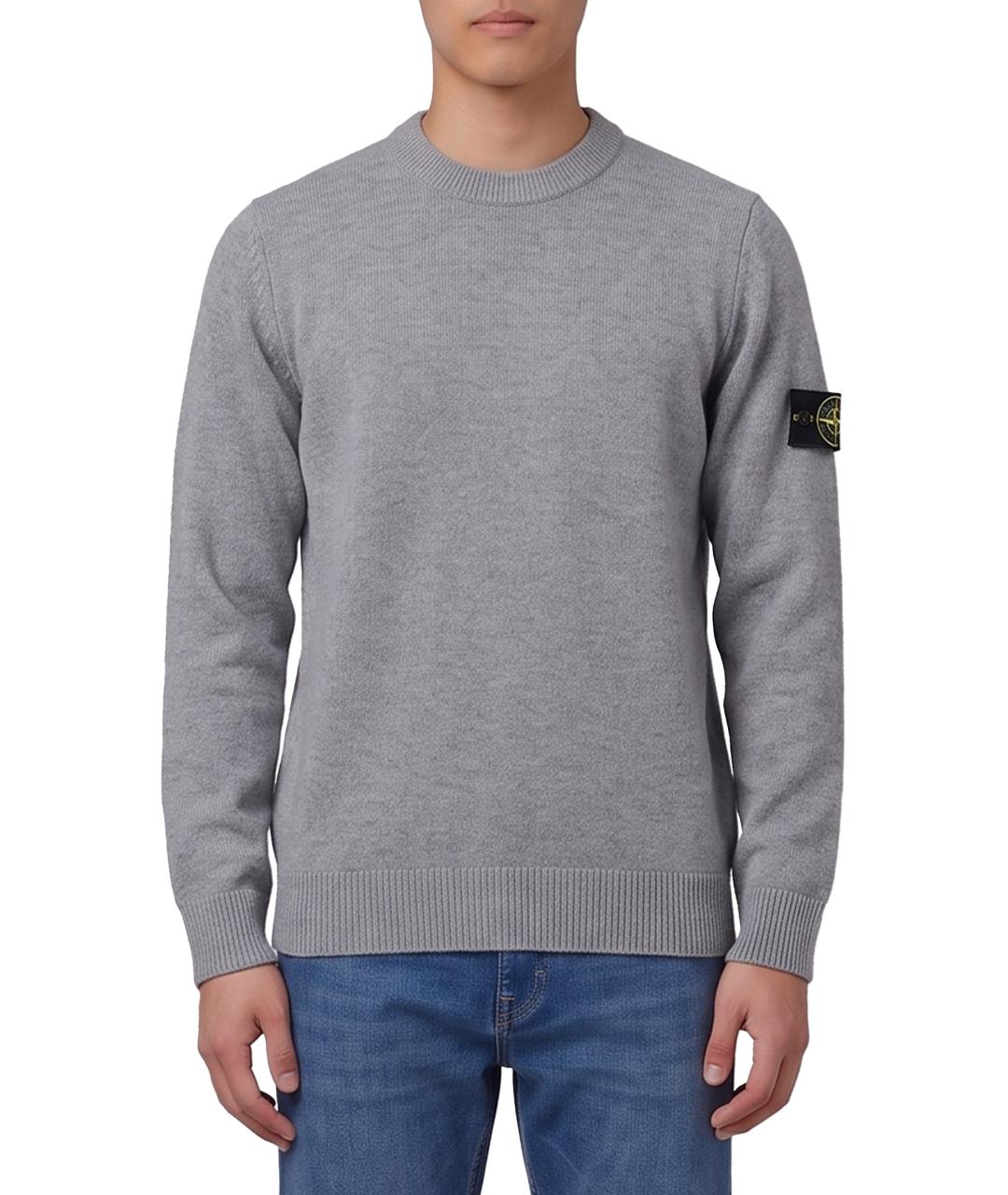 STONE ISLAND Серый хлопковый джемпер / свитер, фото 1