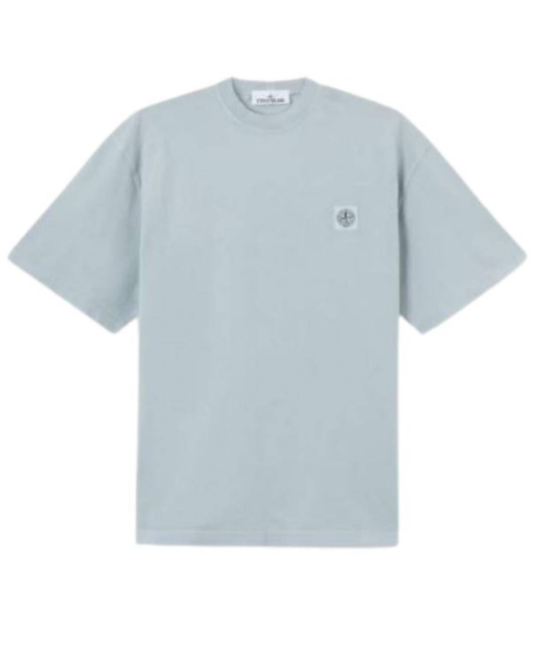 STONE ISLAND Голубая хлопковая футболка, фото 1
