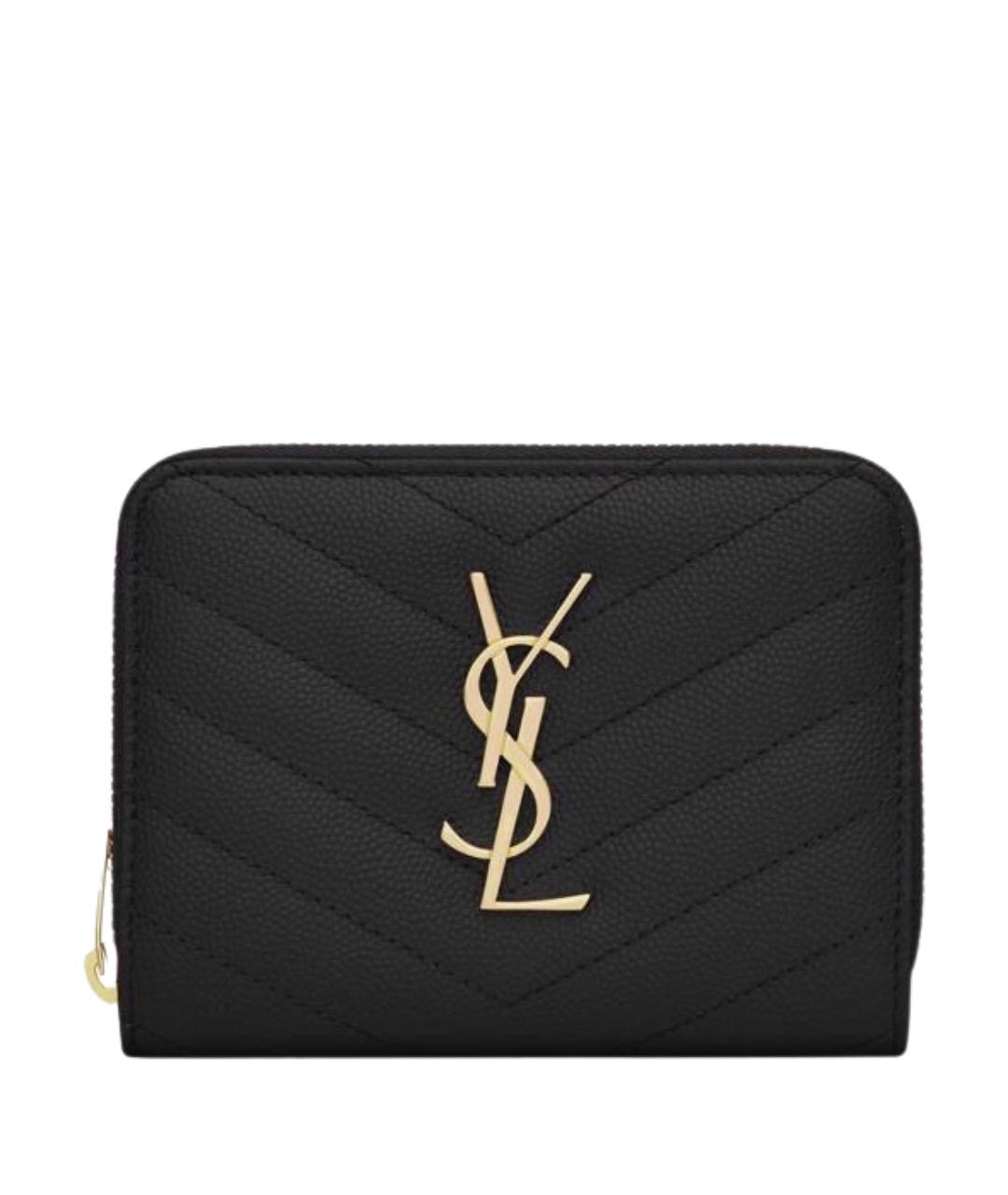 SAINT LAURENT Черный кожаный кошелек, фото 1
