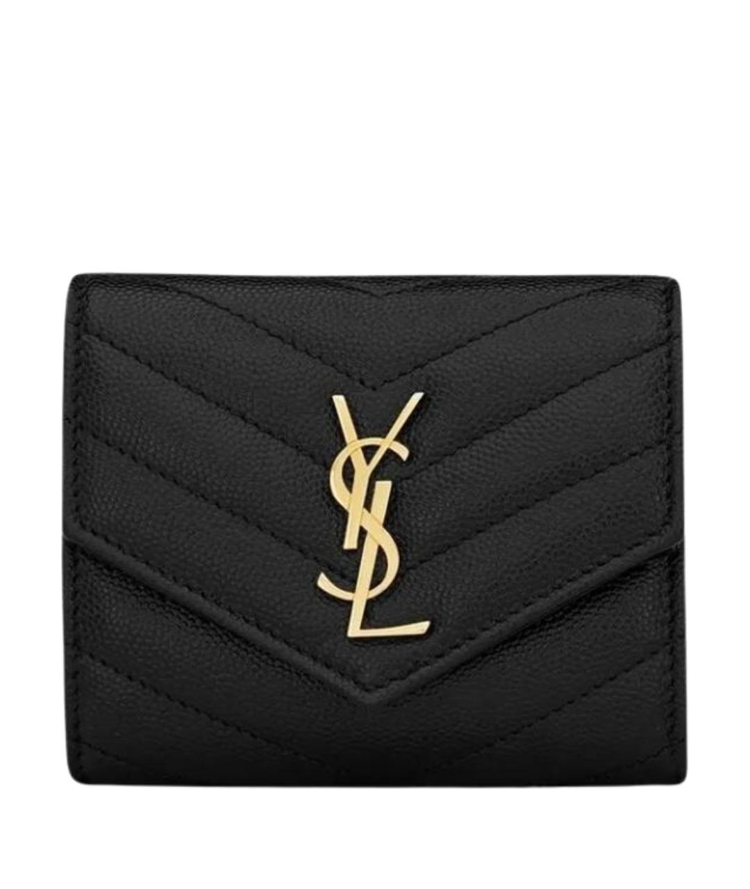SAINT LAURENT Черный кожаный кошелек, фото 1