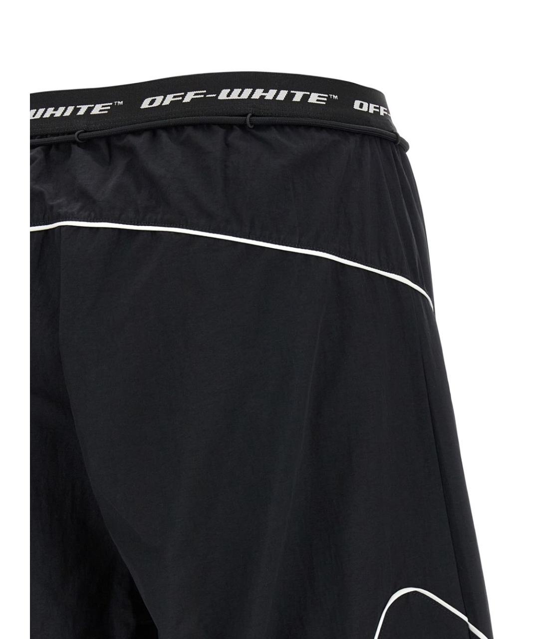 OFF-WHITE Черные полиэстеровые прямые брюки, фото 4