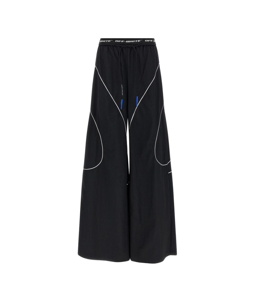 OFF-WHITE Черные полиэстеровые прямые брюки, фото 1