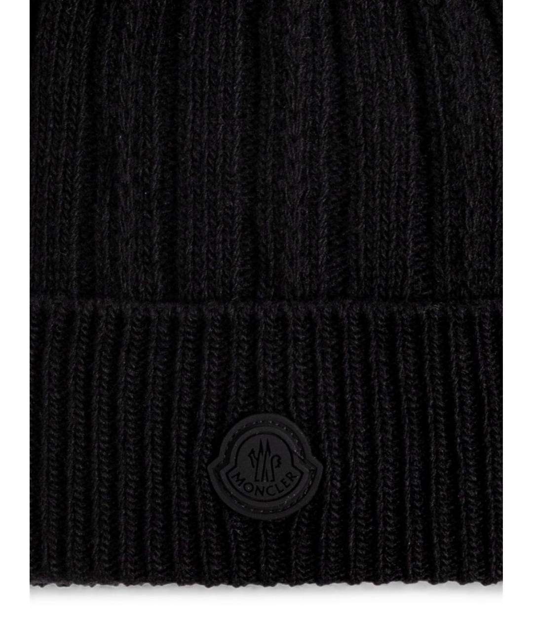 MONCLER Черная шерстяная шапка, фото 3