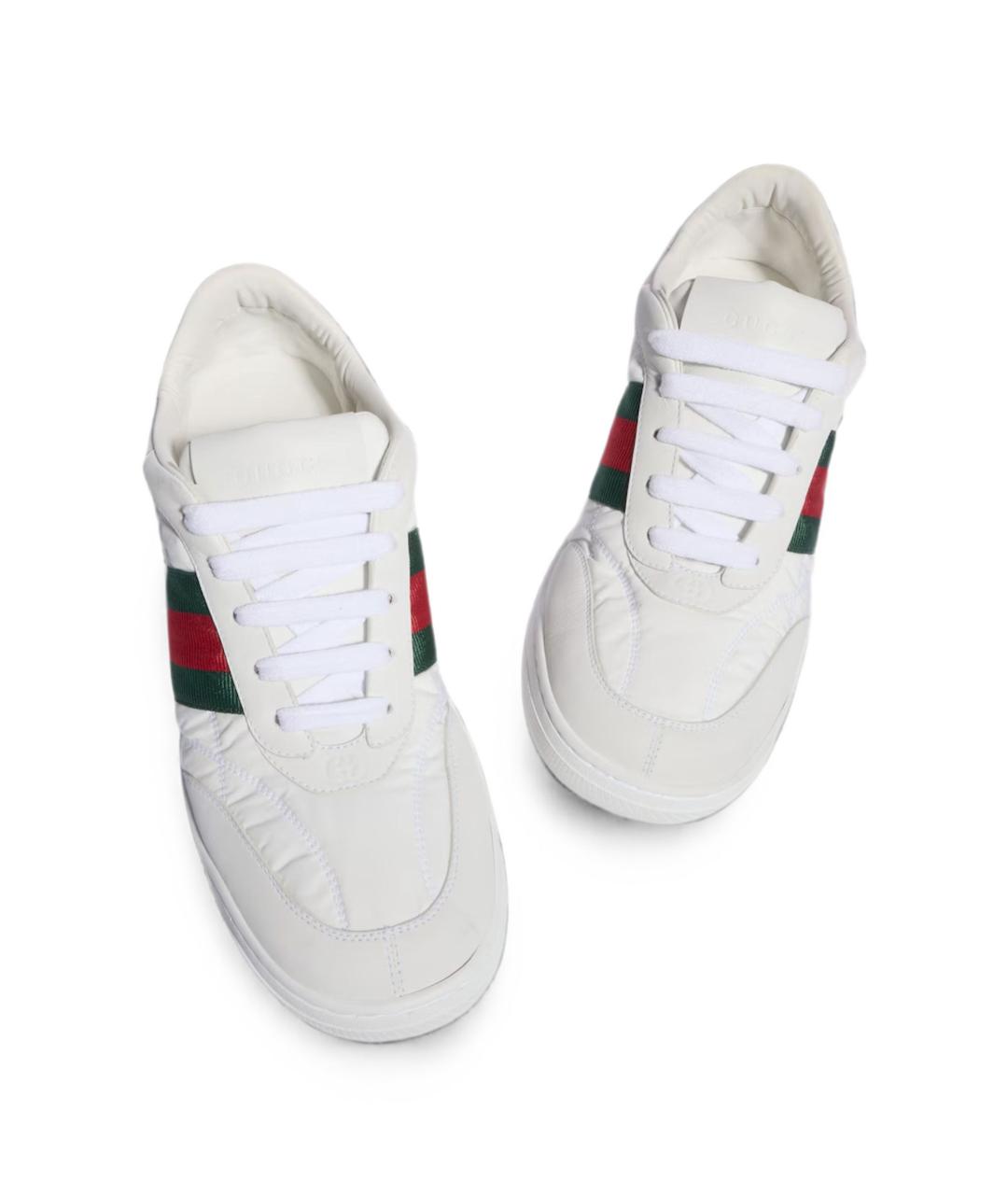 GUCCI Белые кожаные низкие кроссовки / кеды, фото 2