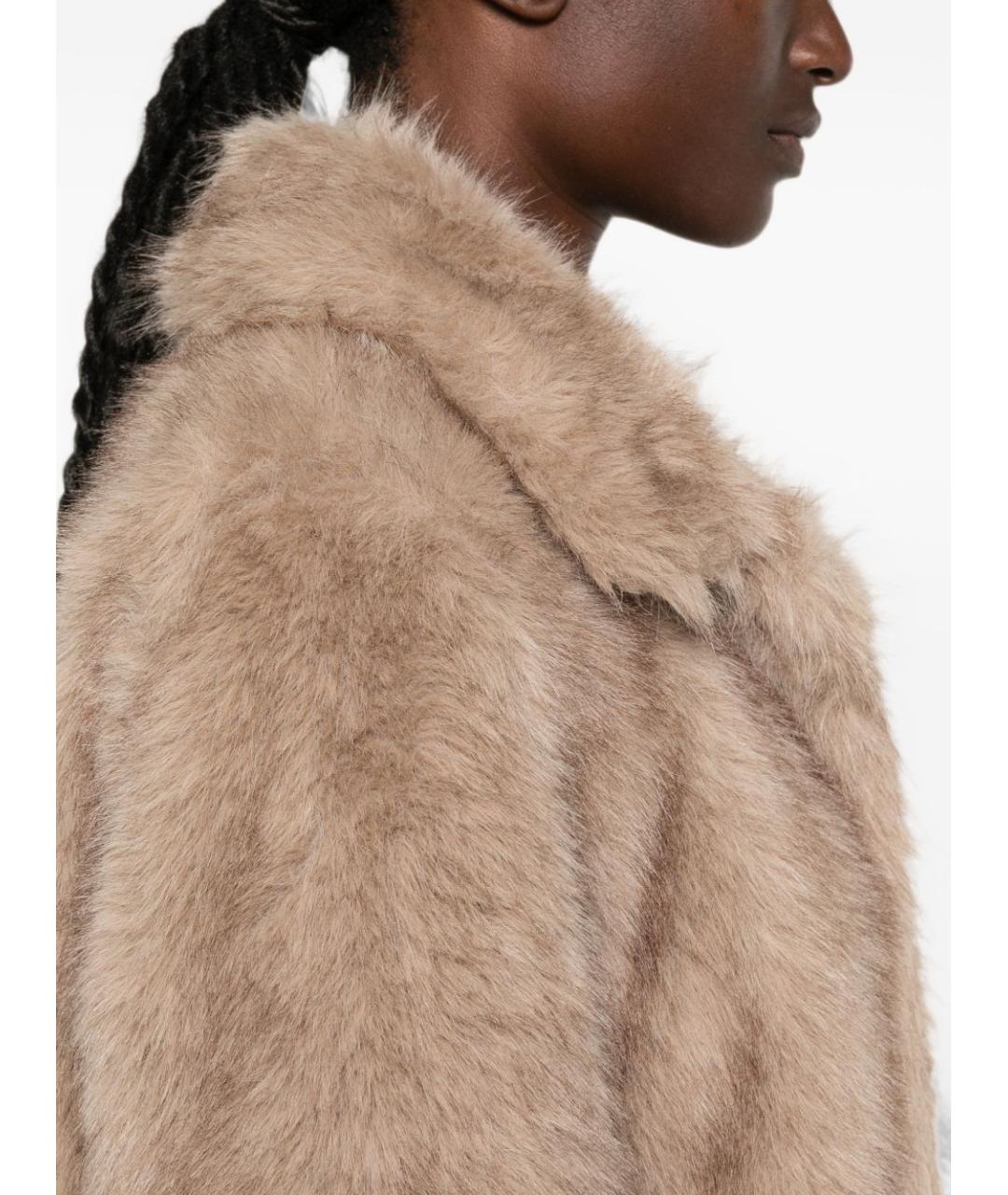 'S MAX MARA Бежевая полиэстеровая шуба, фото 3