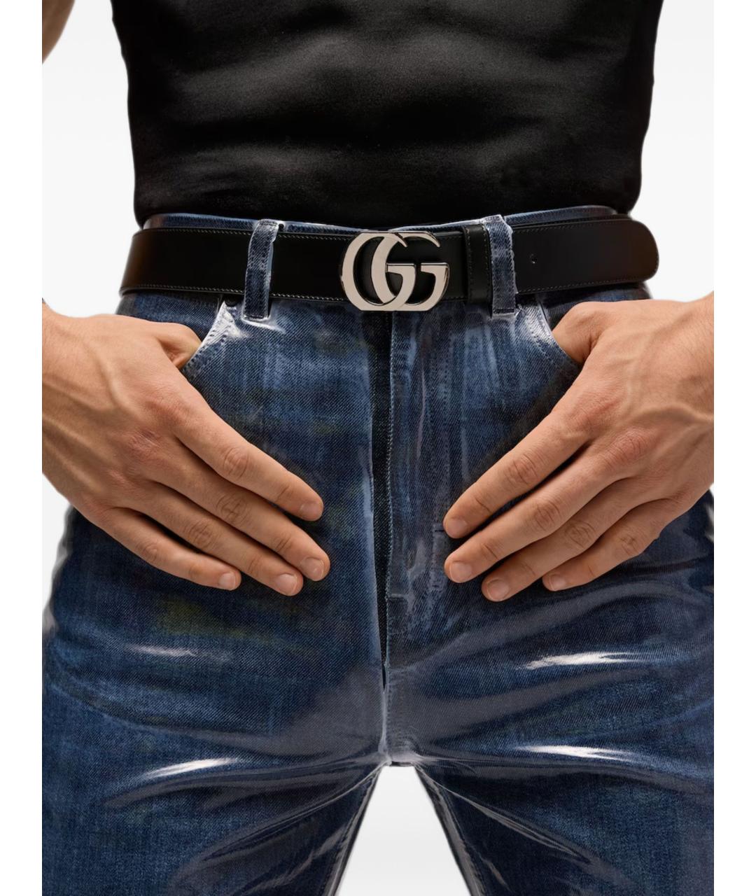 GUCCI Черный кожаный ремень, фото 4