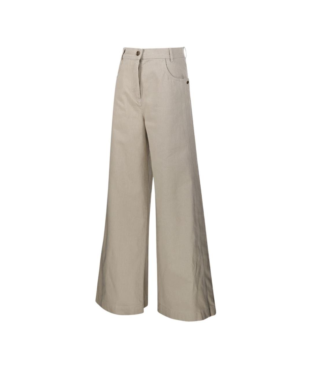 MAX MARA Бежевые шерстяные брюки широкие, фото 3