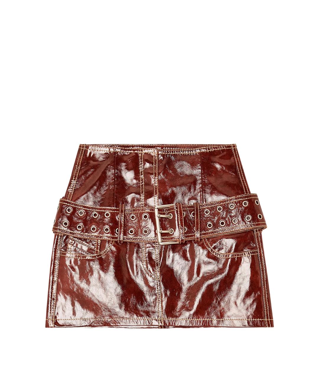 DIESEL Бордовая хлопковая юбка мини, фото 1