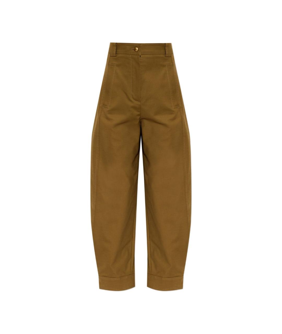 MAX MARA Хаки шерстяные прямые брюки, фото 1