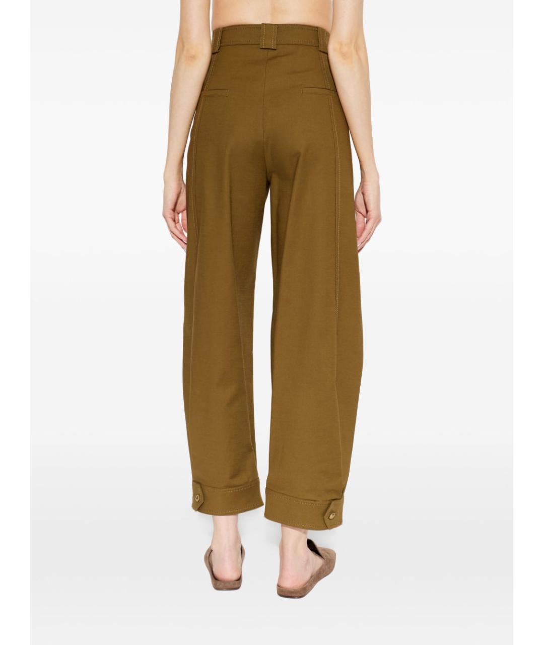 MAX MARA Хаки шерстяные прямые брюки, фото 3