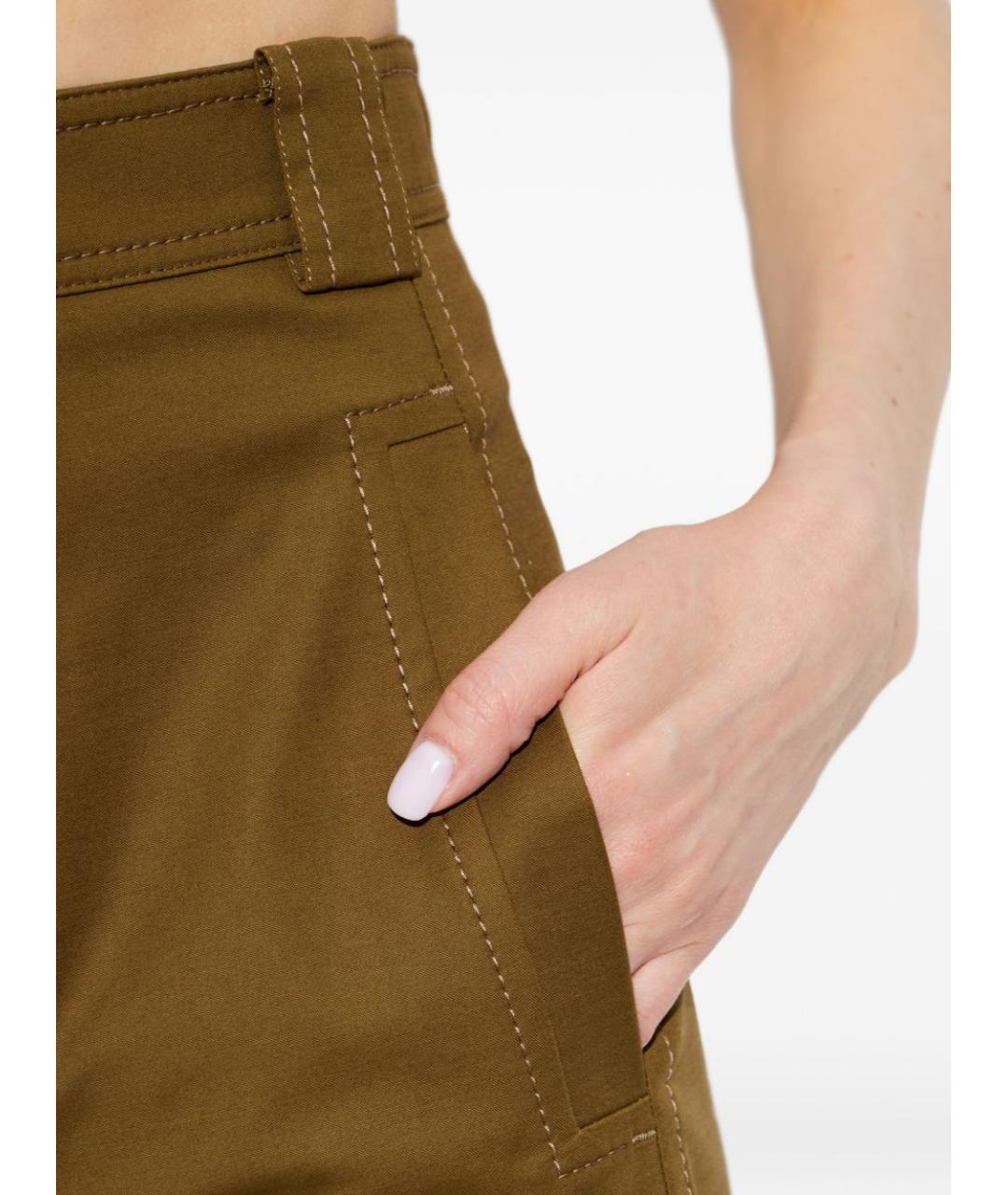 MAX MARA Хаки шерстяные прямые брюки, фото 5